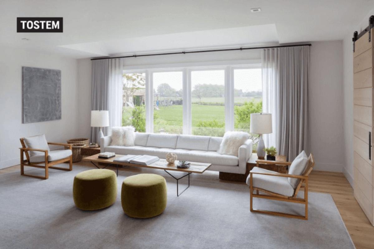 Modern windows helping living rooms become more airy with window material types