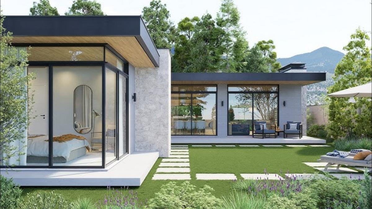 Nhà cấp 4 chữ l nông thôn tối giản nhấn mạnh đường nét gọn gàng, tiện dụng