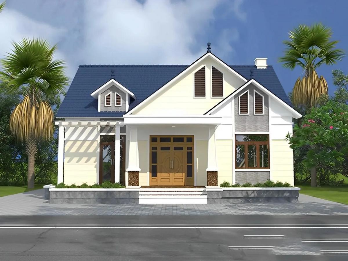 Nhà cấp 4 nông thôn 2 phòng ngủ diện tích 100m² mái Thái hiện đại