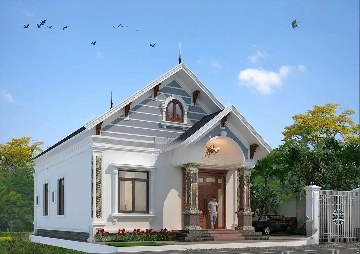 Nhà cấp 4 nông thôn 2 phòng ngủ mái Thái truyền thống gần gũi nông thôn Việt