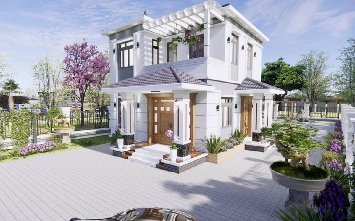 Nhà đẹp 2 tầng mái Nhật hiện đại có sân vườn cân bằng tiện nghi và nghỉ dưỡng