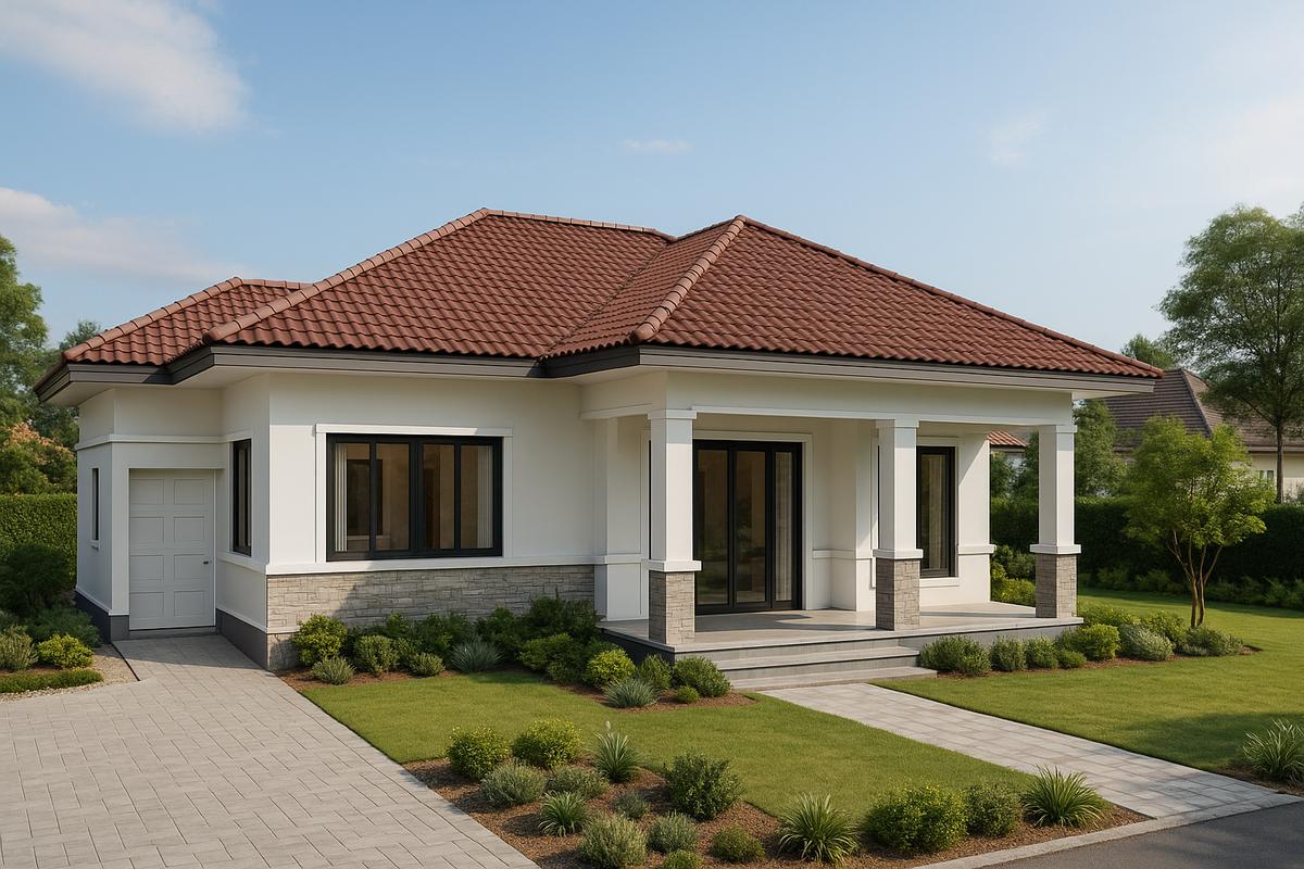 Nhà mái nhật 1 tầng 3 phòng ngủ rộng rãi, phù hợp xu hướng xây dựng mới