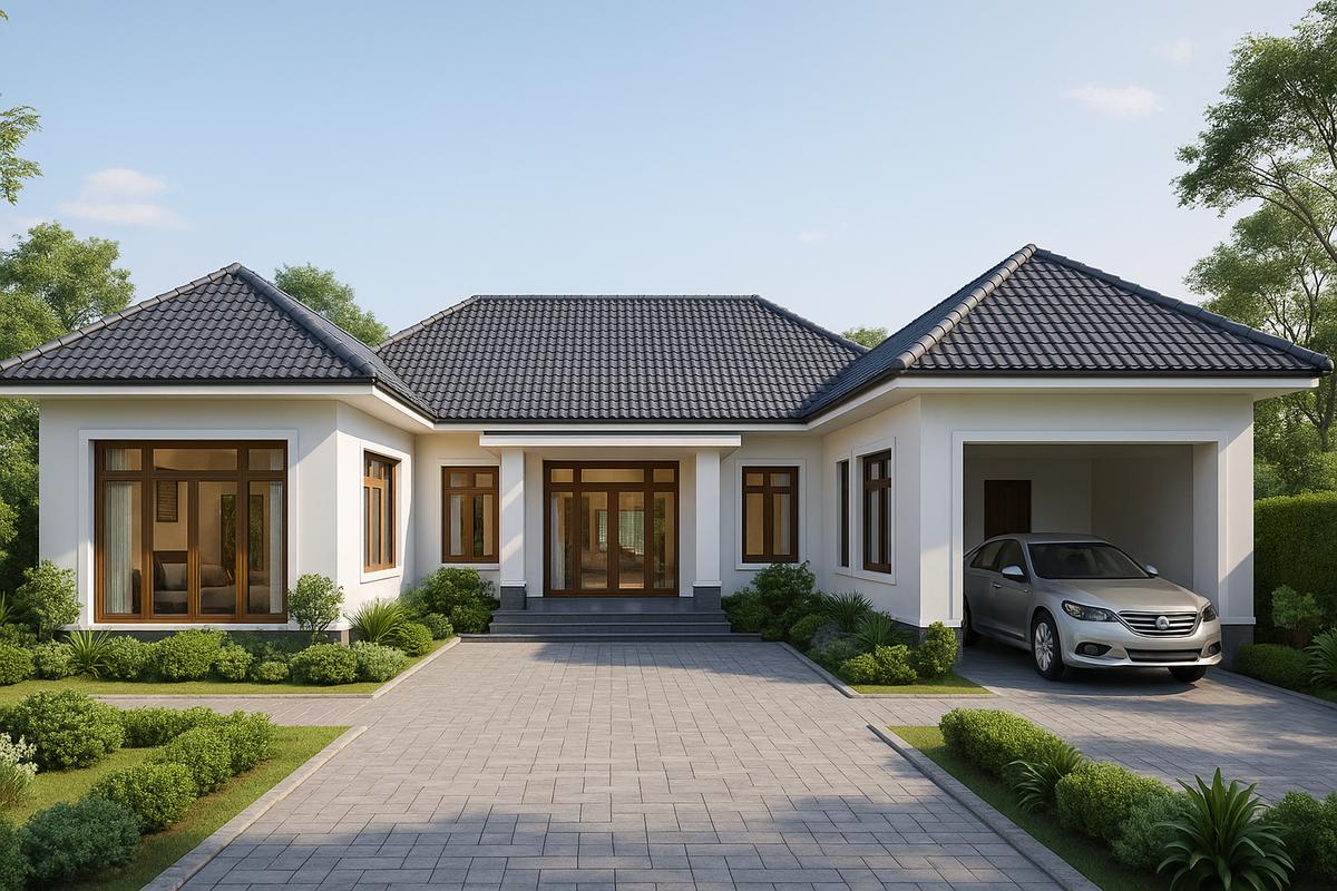 Nhà mái Nhật 1 tầng diện tích 100 - 150m² thường được lựa chọn cho gia đình đông thành viên