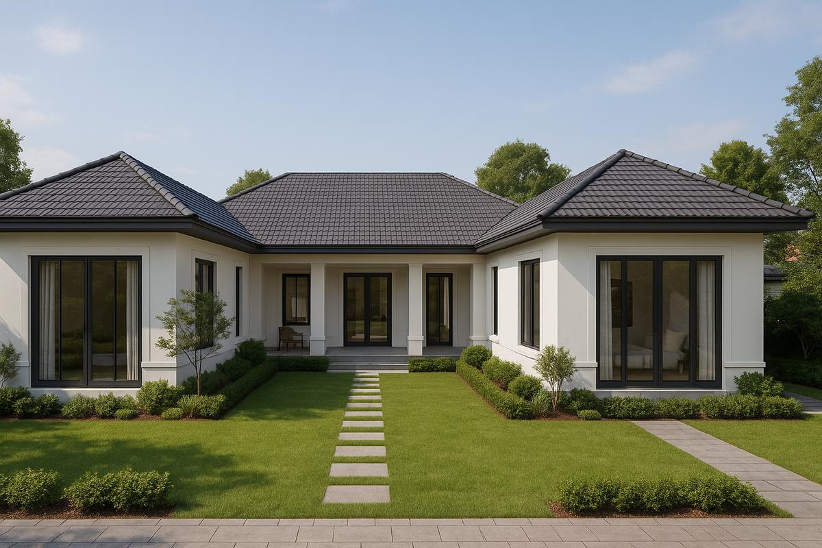 Nhà mái nhật 1 tầng hiện đại tối giản với đường nét vuông vức tinh tế