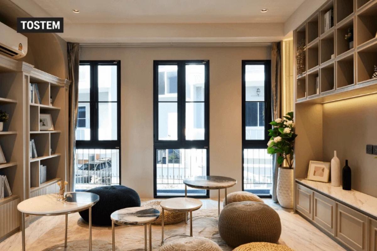 Premium elegant aluminum and glass double casement window TOSTEM