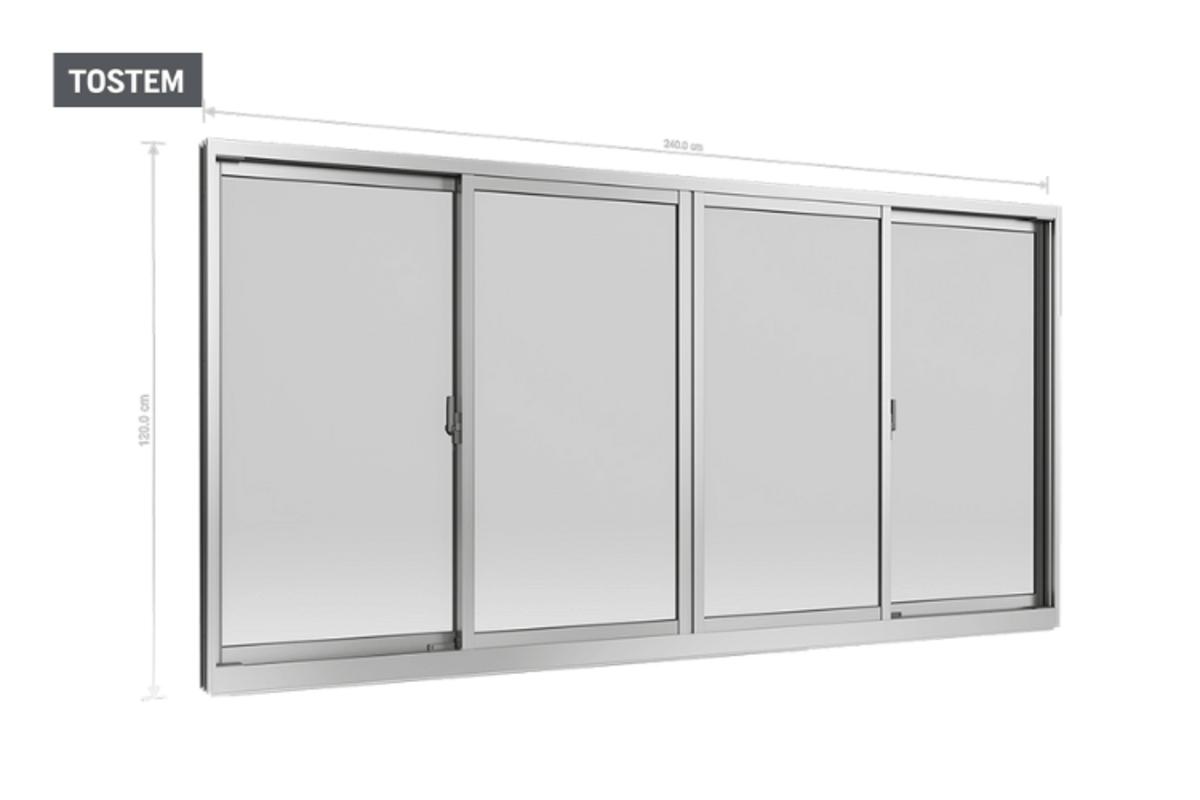 Premium TOSTEM 4-panel sliding window with tracks from window material types