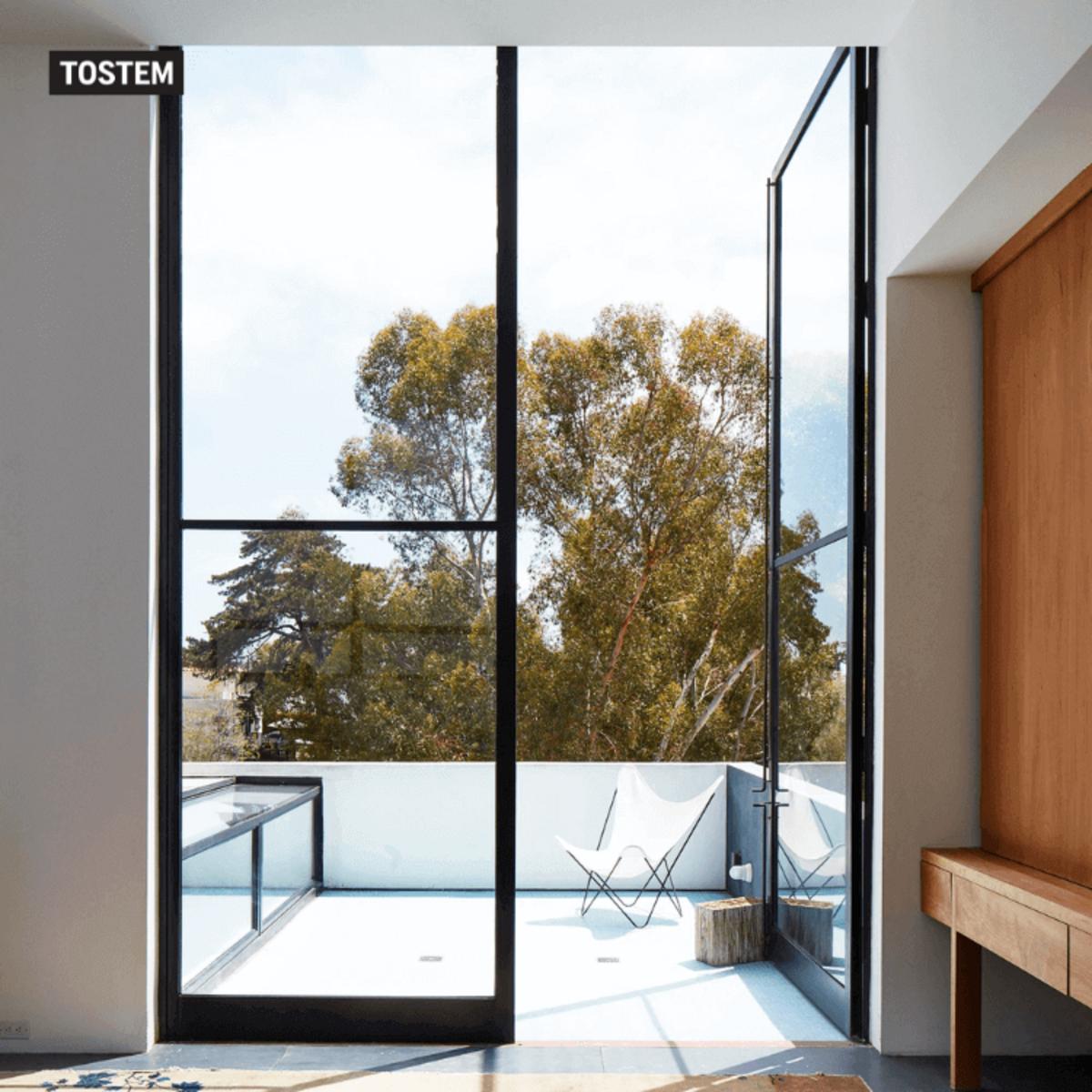 Swing glass balcony door design wood for condo balconies