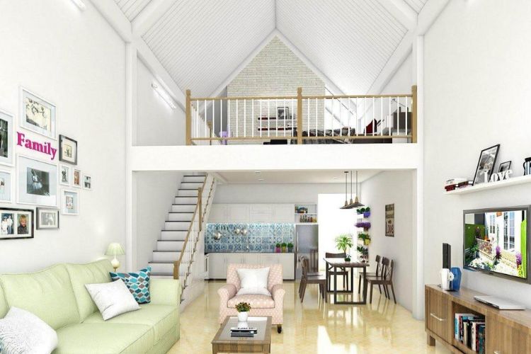 Mẫu nhà cấp 4 có gác lửng đẹp