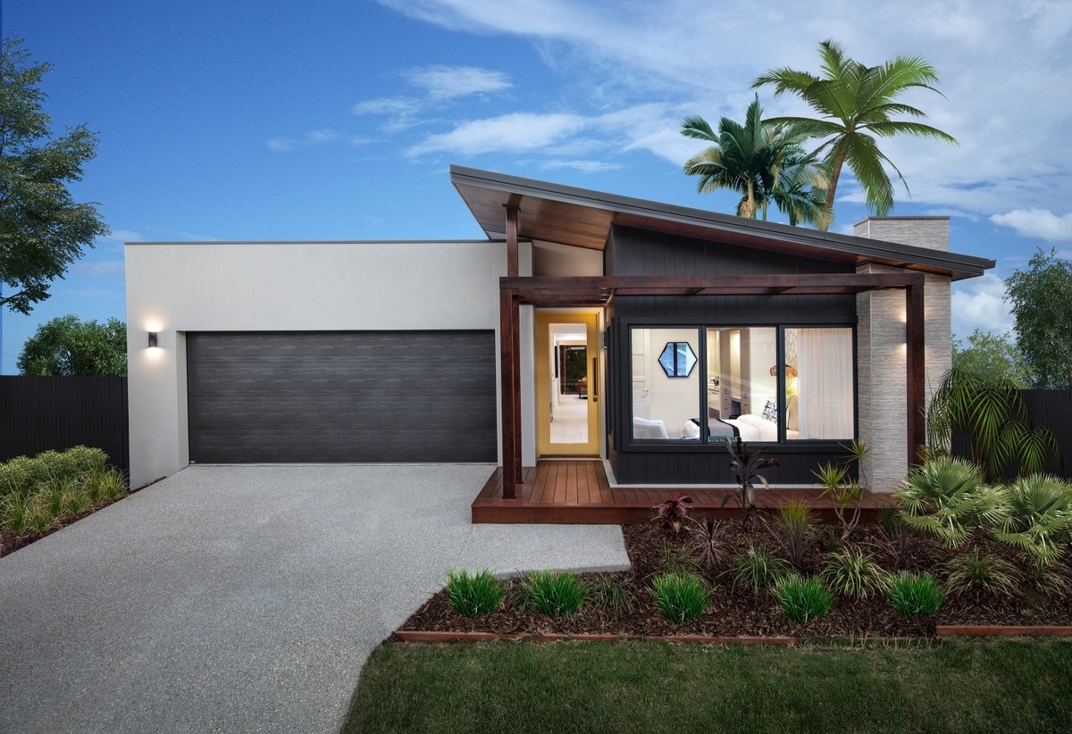 Tông màu sáng khiến mẫu nhà cấp 4 nông thôn mái lệch thêm tinh tế sang trọng.