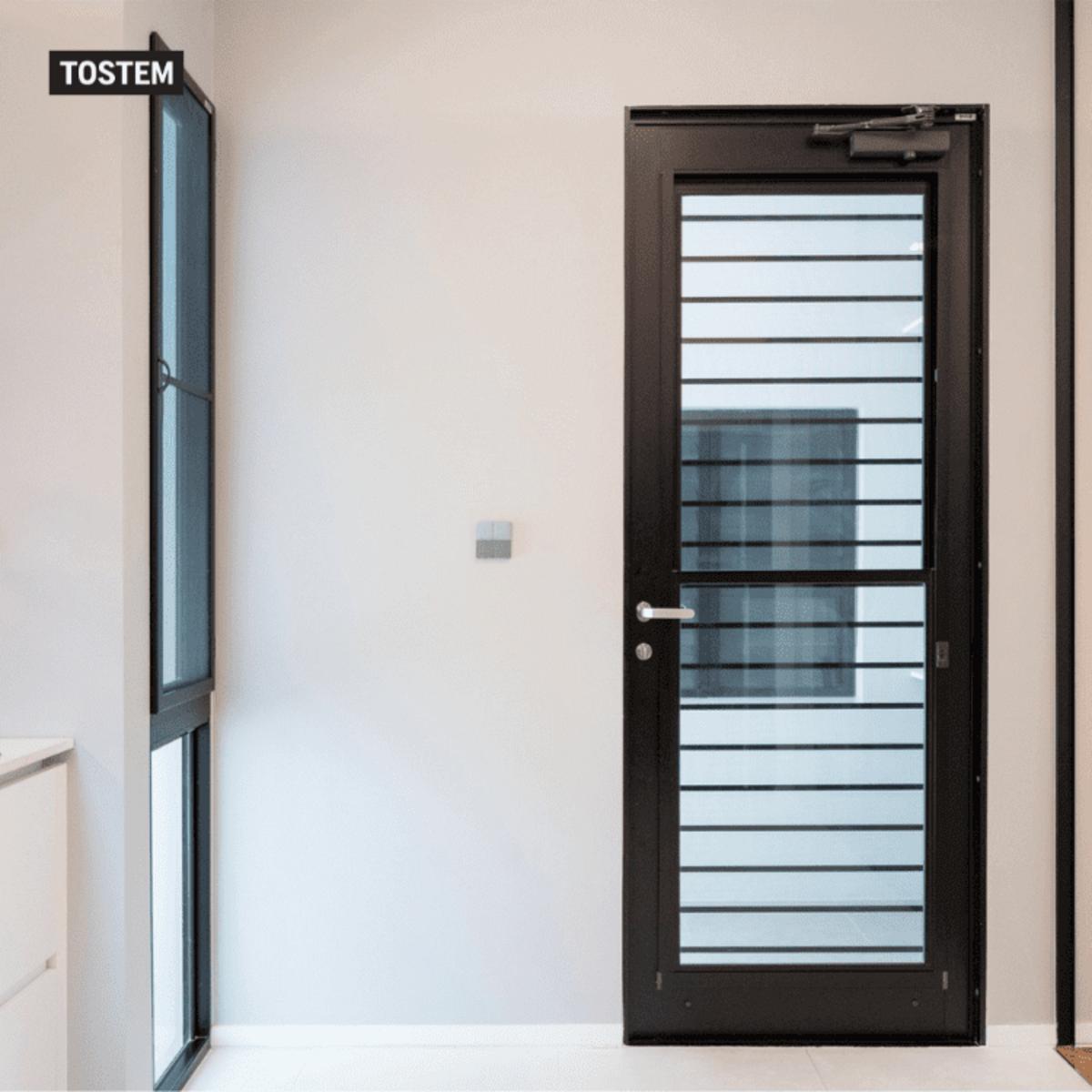 TOSTEM entry door with louvre window for kitchen airflow