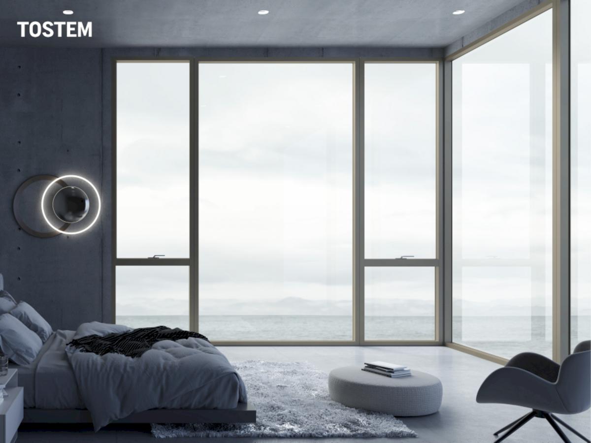 TOSTEM's aluminum frame sliding doors suit modern living spaces.