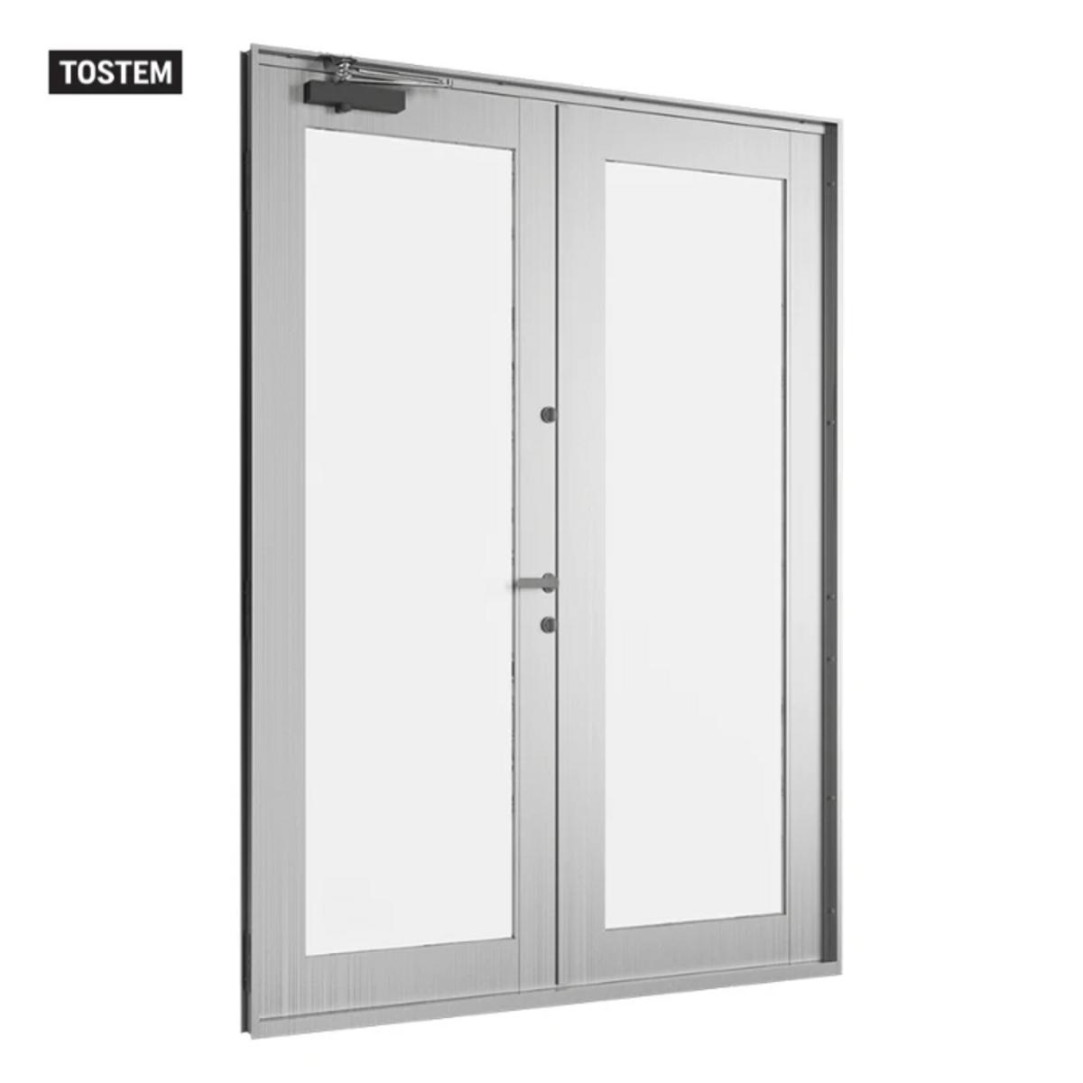 Two-wing aluminum and glass double casement window NS TOSTEM