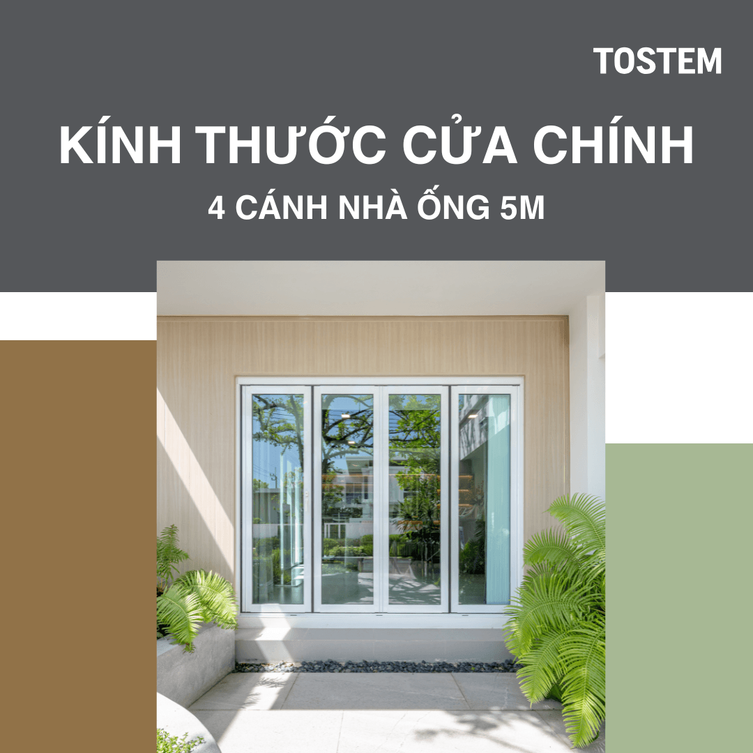 Kích thước cửa chính 4 cánh nhà ống 5m chuẩn phong thủy