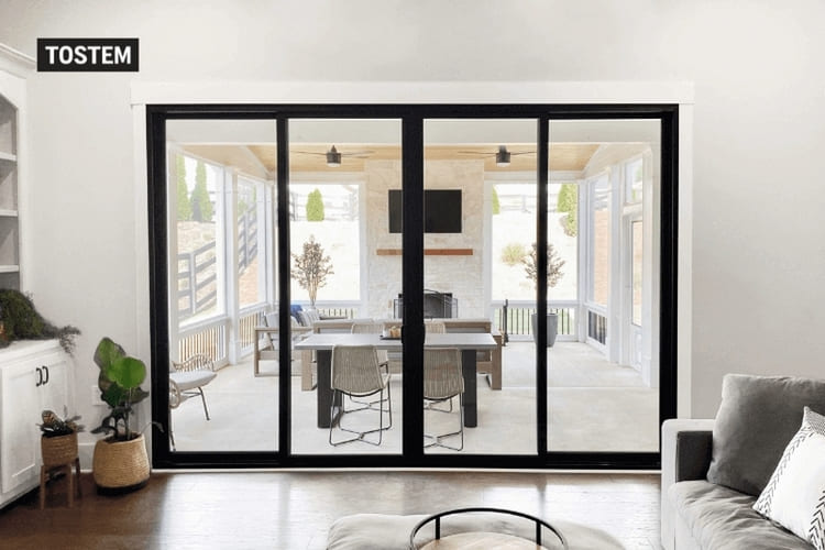 Cửa nhôm kính biệt thự mở trượt 4 cánh cao cấp cho phòng khách