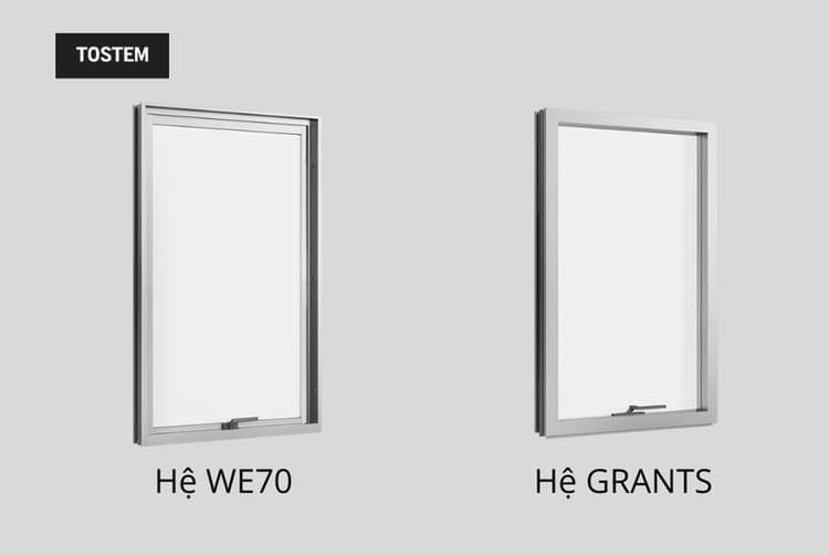 Mẫu cửa sổ mở hất hệ WE70 và hệ GRANTS của TOSTEM