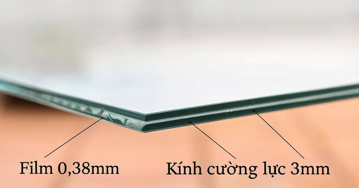 Kính dán an toàn 2 lớp dày 6.38mm có trọng lượng nhẹ