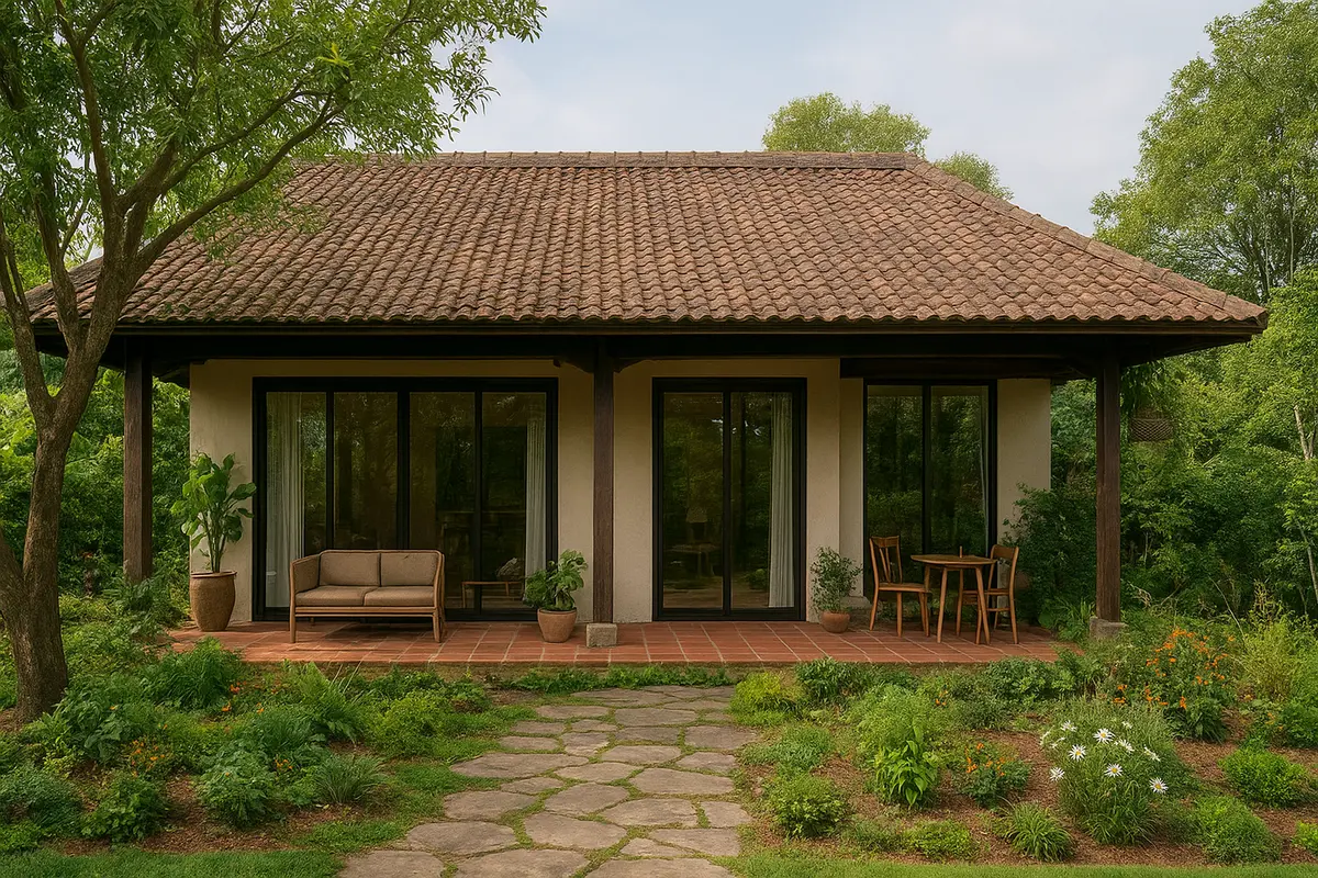 Mẫu cải tạo nhà cấp 4 cũ 3 gian kết hợp sân vườn