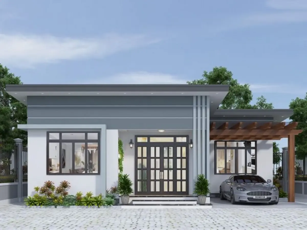 Mẫu nhà cấp 4 cũ 3 gian cải tạo mái bằng