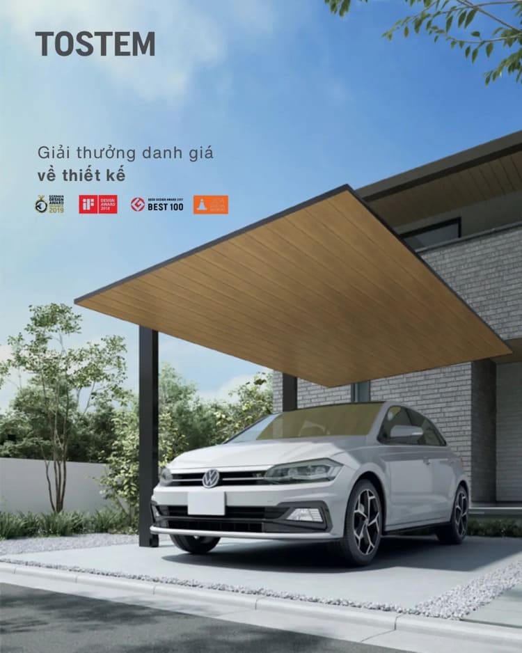 Mái che ô tô TOSTEM nổi tiếng vững chắc, bền bỉ trước điều kiện thời tiết và thời gian