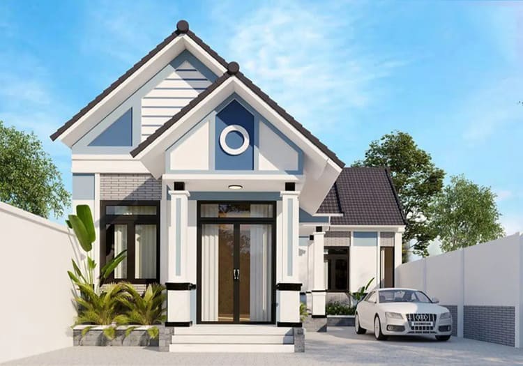 Mẫu nhà mái thái chữ L đẹp 3 phòng ngủ cho thành thị