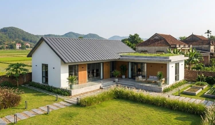 Thiết kế mẫu nhà cấp 4 chữ L nông thôn tối giản, tối ưu ánh sáng tự nhiên