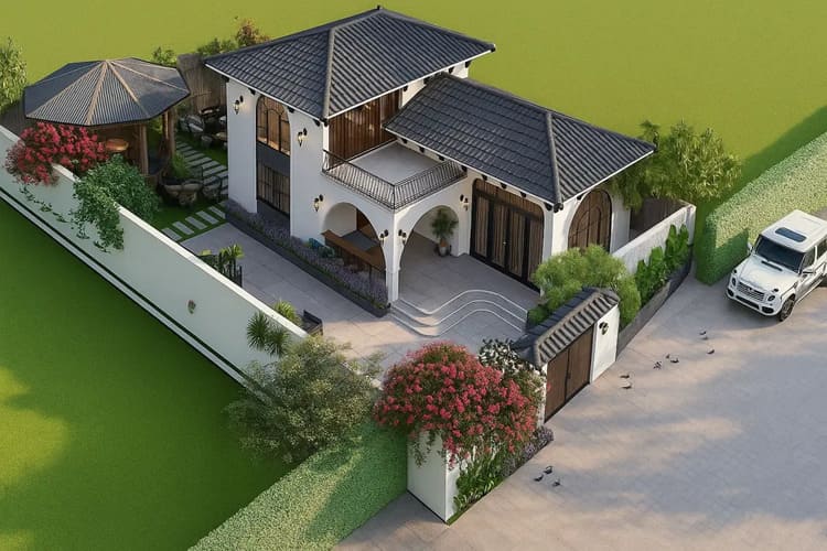 Nhà cấp 4 chữ L mái Thái hiện đại, thể hiện đẳng cấp của gia chủ