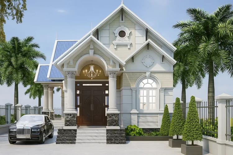 Mẫu nhà cấp 4 mái Thái chữ L đẹp, tận dụng khoảng trống chữ L đỗ ô tô