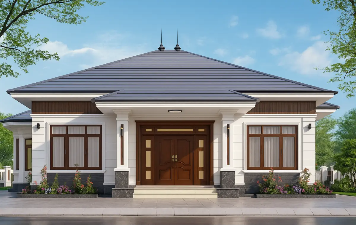 Nhà cấp 4 3 gian cải tạo sang mái Nhật