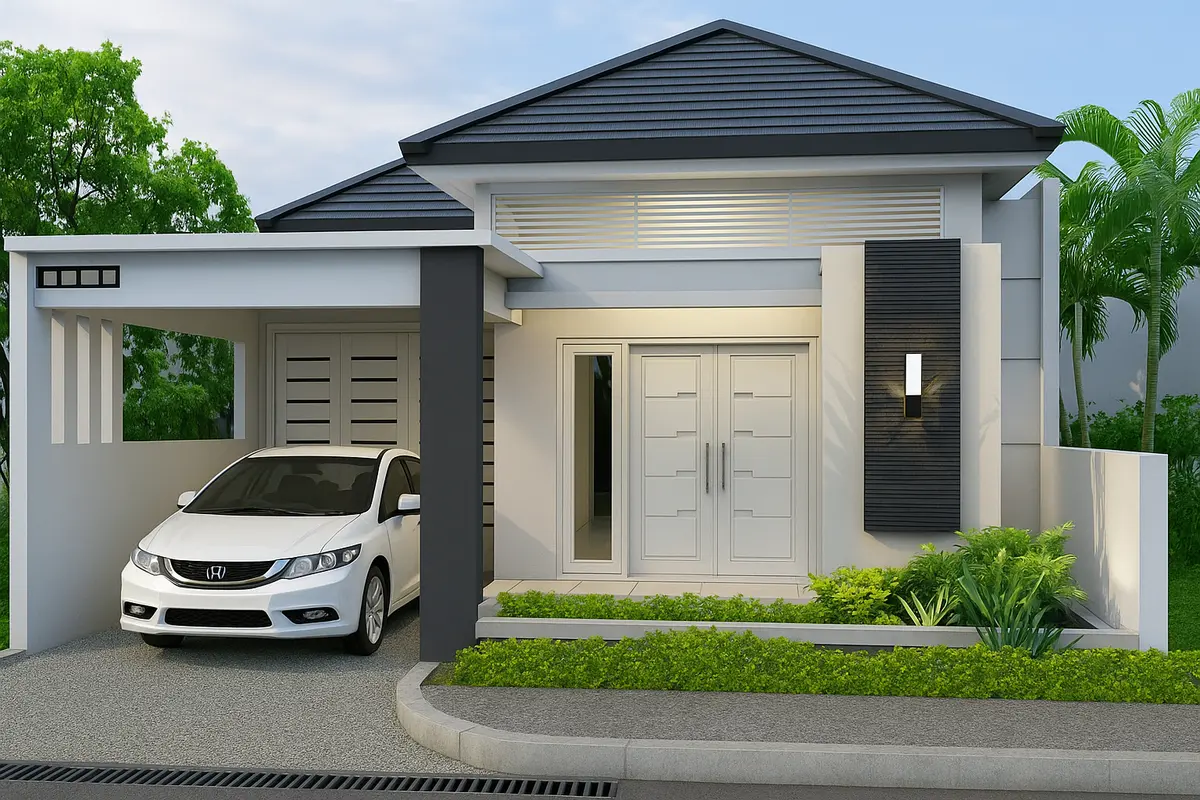 Nhà cấp 4 chữ L có gara ô tô