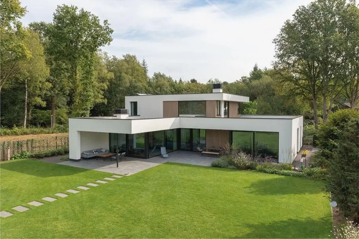 Nhà cấp 4 mái bằng có gác lửng phong cách hiện đại