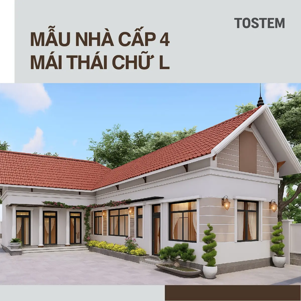 30+ mẫu nhà cấp 4 mái Thái chữ L hiện đại, dễ ứng dụng nhất