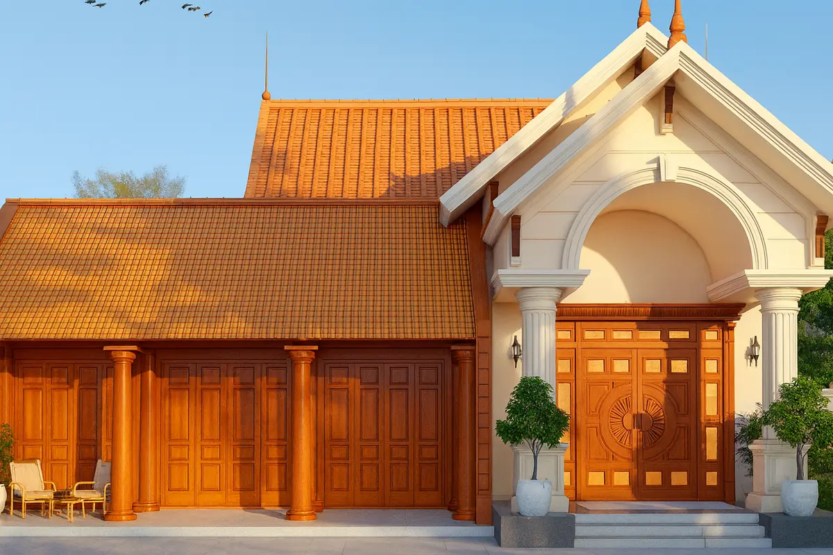 Nhà gỗ cấp 4 mái Thái phong cách hiện đại