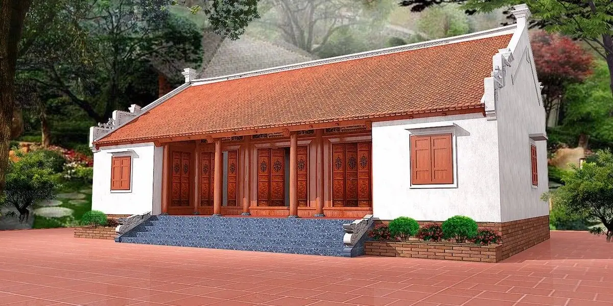 Nhà gỗ cấp 4 nông thôn truyền thống ở làng quê