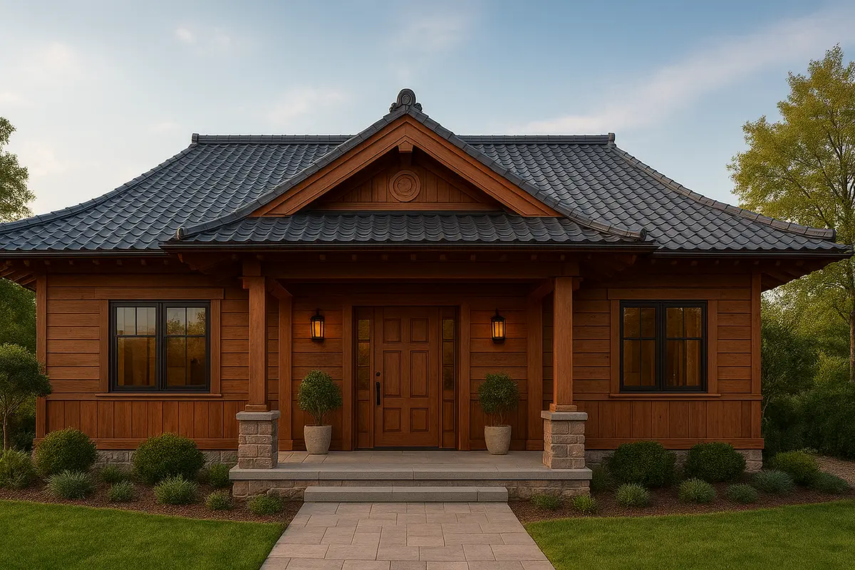 Nhà gỗ cấp 4 nông thôn mái Nhật