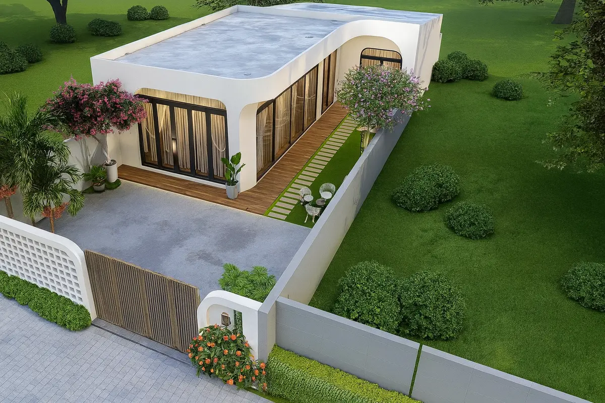 Nhà ống cấp 4 có sân vườn giúp điều hòa không khí