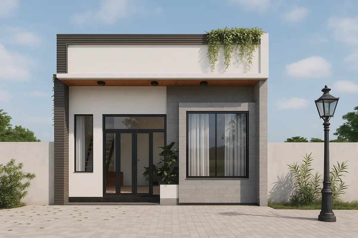 Nhà ống cấp 4 mái bằng phong cách hiện đại