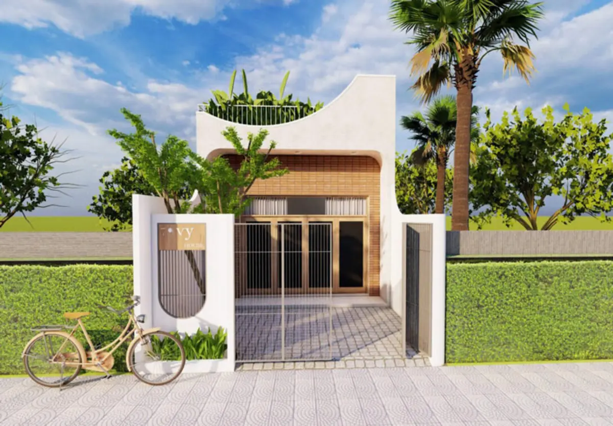 Nhà ống cấp 4 mái bằng có mặt tiền độc đáo