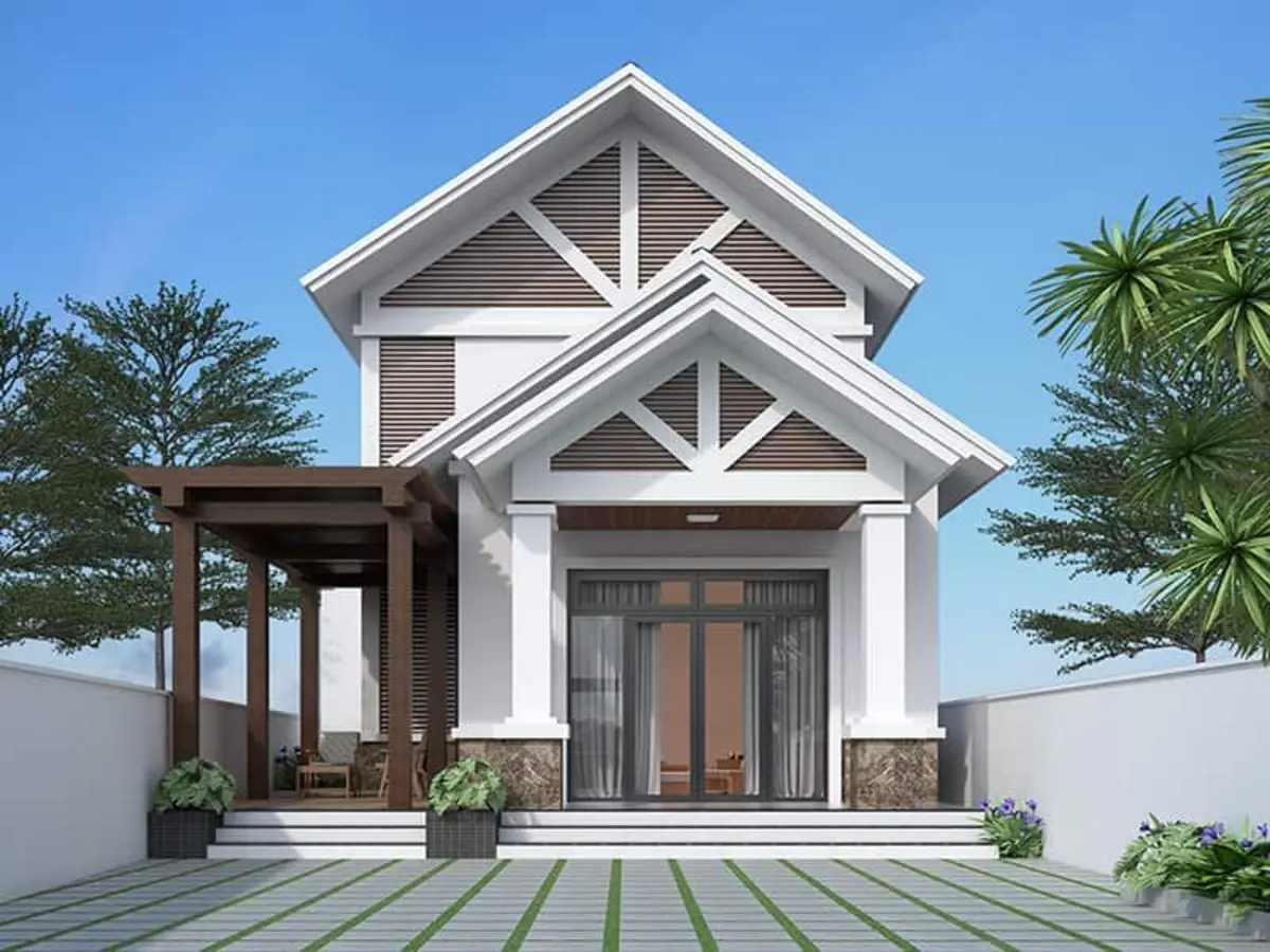 Nhà ống cấp 4 mái Thái thiết kế thanh thoát