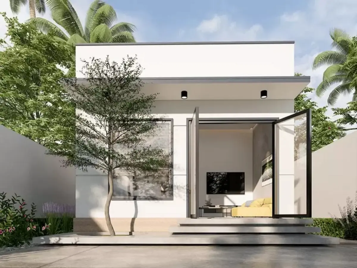 Nhà ống cấp 4 nông thôn mái bằng đơn giản hiện đại