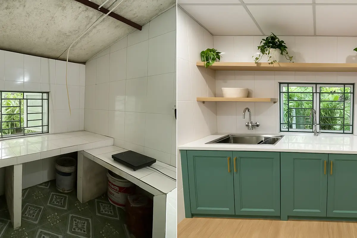 Phòng bếp được cải tạo để tiện nghi hơn trong sinh hoạt