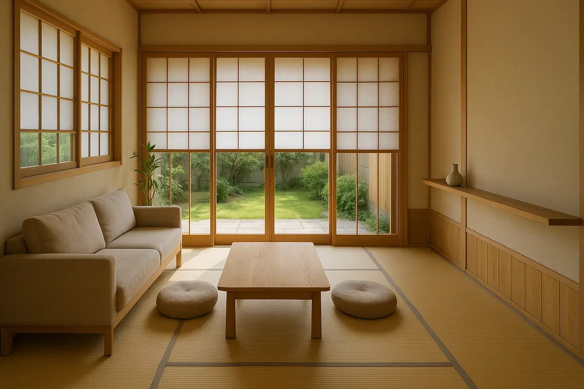 Phòng khách nhà cấp 4 kiểu Nhật Bản