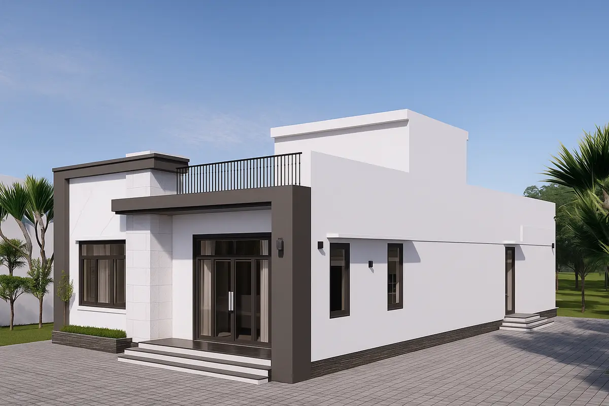 Mẫu nhà cấp 4 mái bằng hiện đại