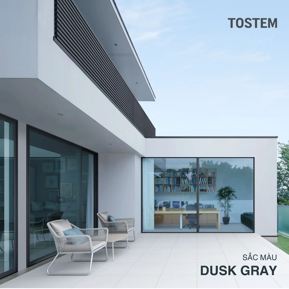 Cửa nhôm màu DUSK GRAY được tạo nên từ công nghệ TEXGUARD độc quyền