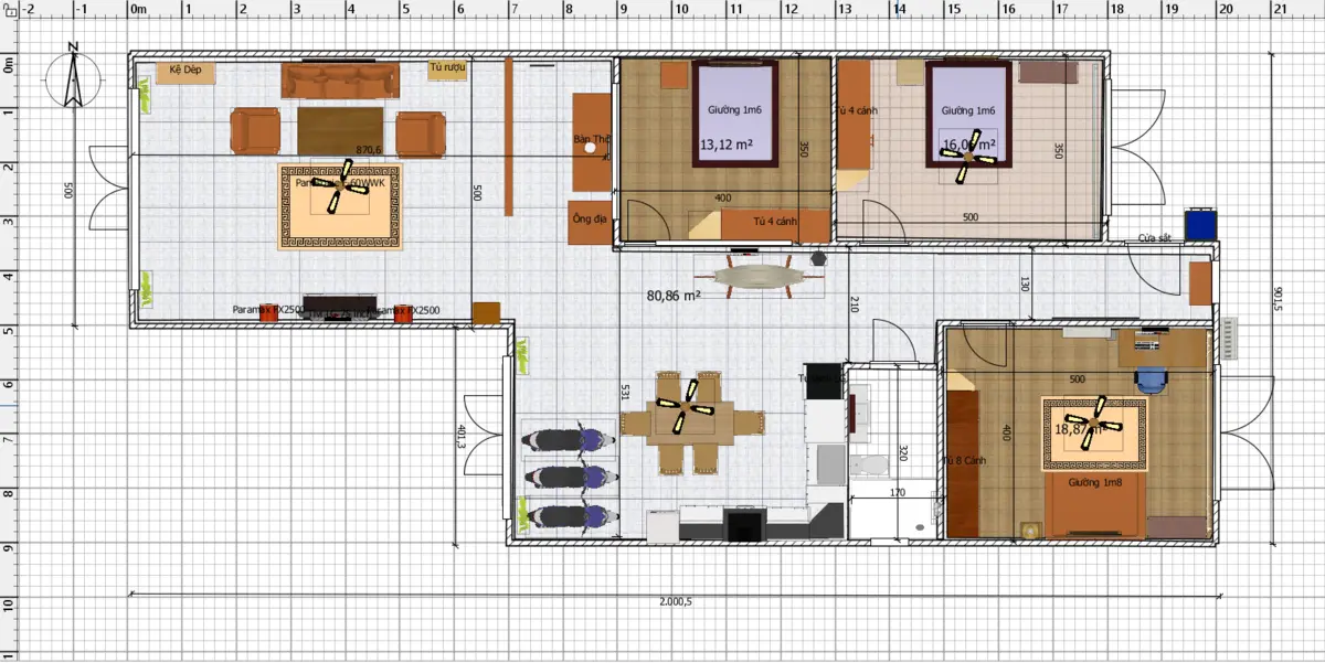 Gợi ý thiết kế sơ bộ cải tạo nhà cấp 4 chữ L