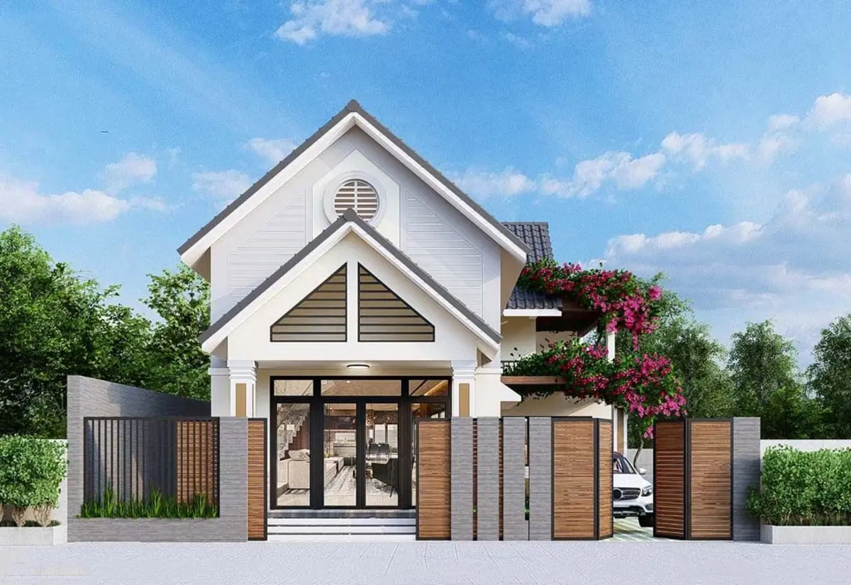 Mái Thái dốc thanh thoát, thoát nước nhanh và chống nóng hiệu quả.