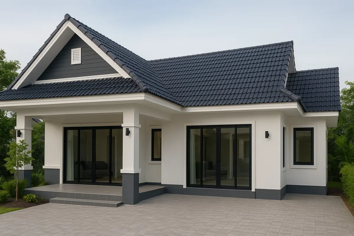 Mẫu cải tạo nhà cấp 4 chữ L mái Thái