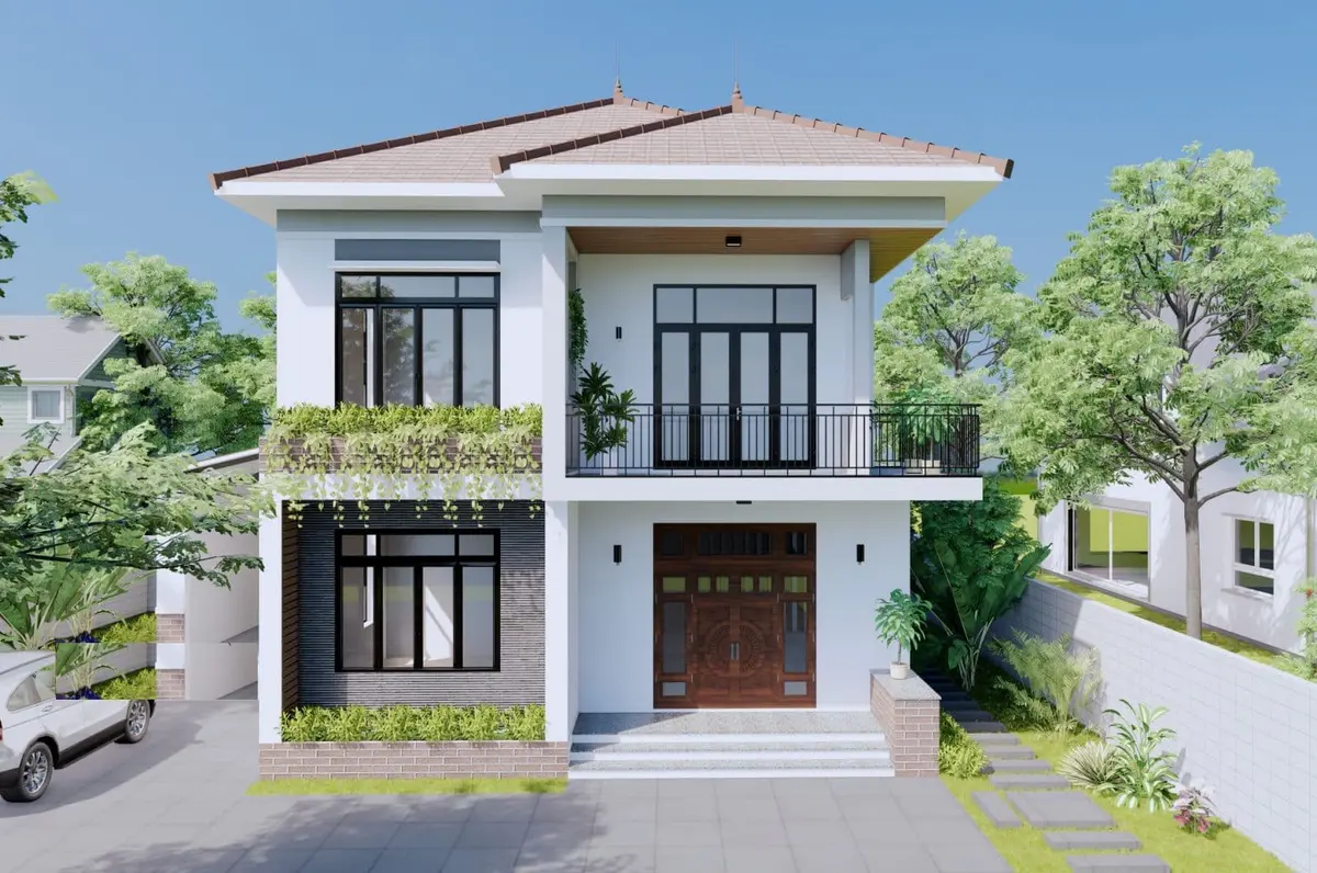 Mẫu nhà 2 tầng mái Thái sang trọng, tiện nghi