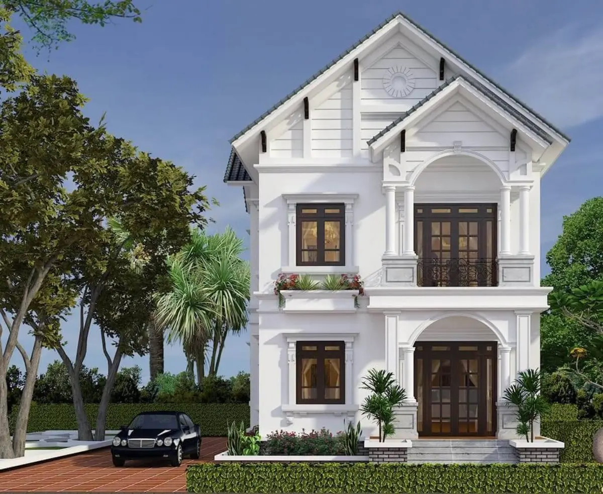 Mẫu nhà 2 tầng mái Nhật hòa hợp với thiên nhiên