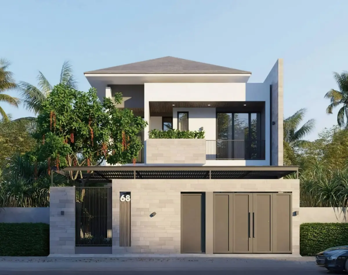 Mẫu nhà 2 tầng mái Nhật nhỏ gọn, chi phí hợp lý