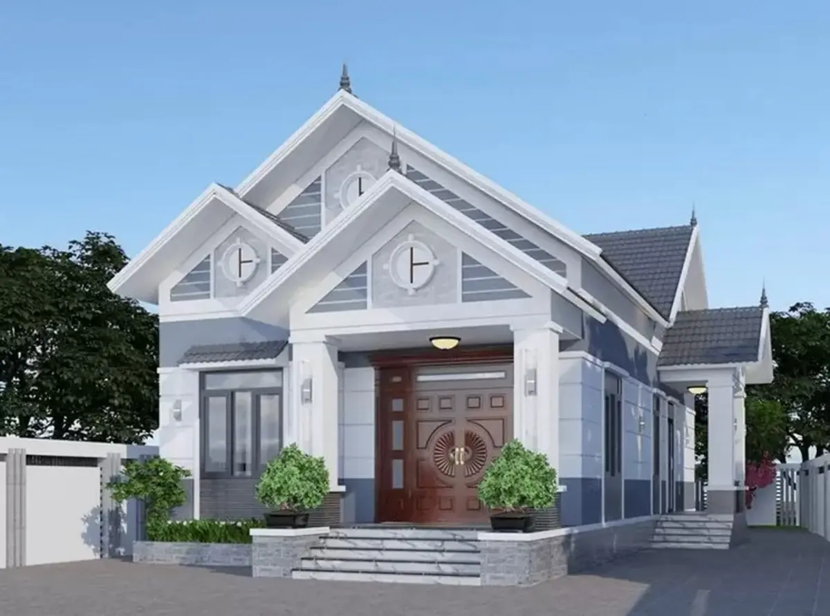 Mẫu nhà cấp 4 chữ L 3 phòng ngủ phong cách hiện đại